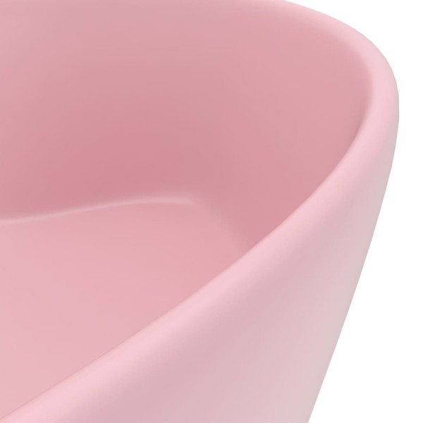 Lavabo lujo con rebosadero cerámica rosa mate 36x13 cm