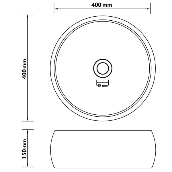 Lavabo de lujo redondo cerámica gris oscuro mate 40x15 cm