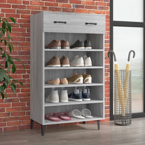 Mueble zapatero madera contrachapada gris Sonoma 60x35x105 cm