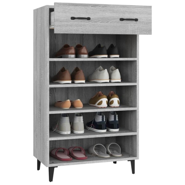 Mueble zapatero madera contrachapada gris Sonoma 60x35x105 cm