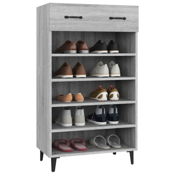 Mueble zapatero madera contrachapada gris Sonoma 60x35x105 cm