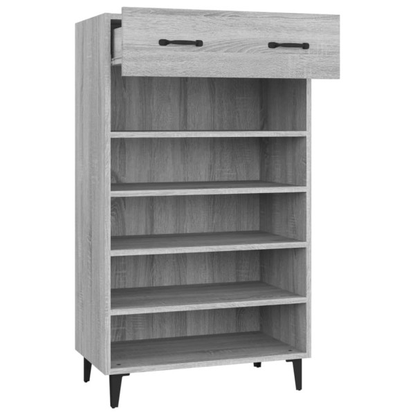 Mueble zapatero madera contrachapada gris Sonoma 60x35x105 cm