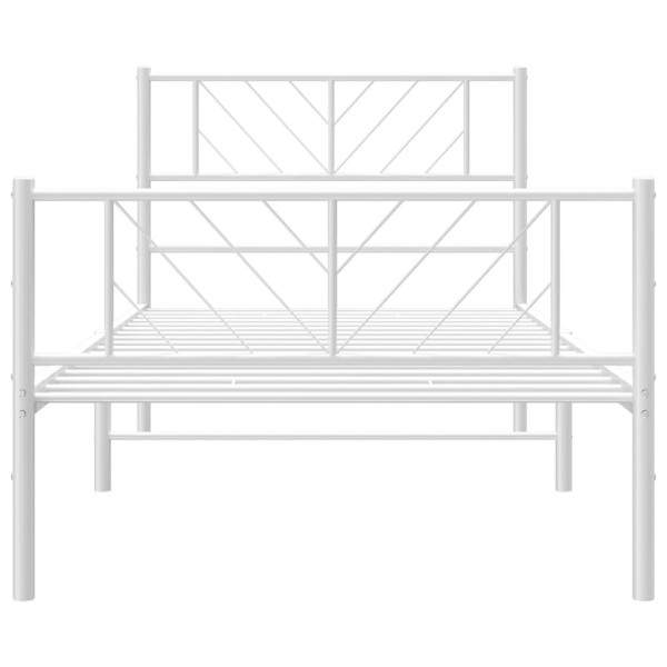 Estructura cama metal con cabecero y pie cama blanca 107x203 cm