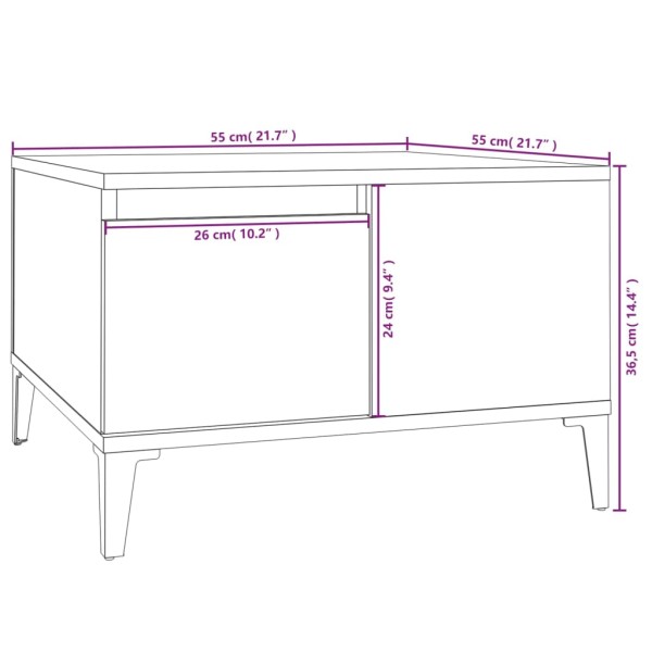 Mesa de centro madera contrachapada gris hormigón 55x55x36,5 cm