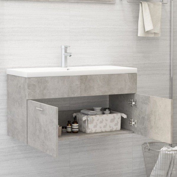 Armario para lavabo contrachapada gris hormigón 90x38,5x46 cm