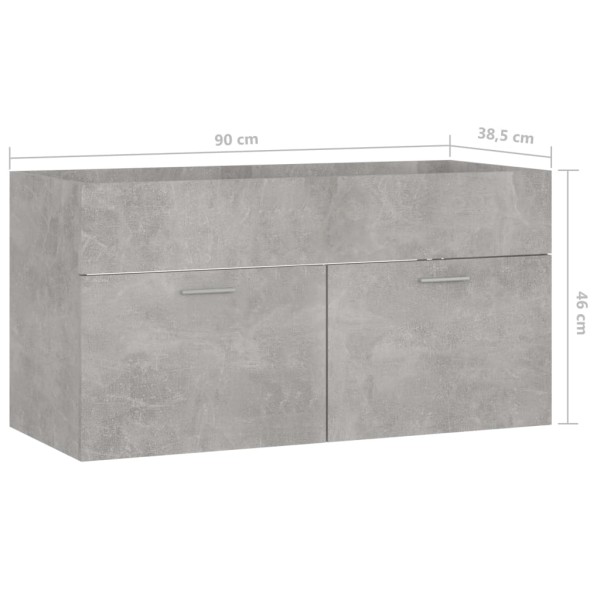 Armario para lavabo contrachapada gris hormigón 90x38,5x46 cm