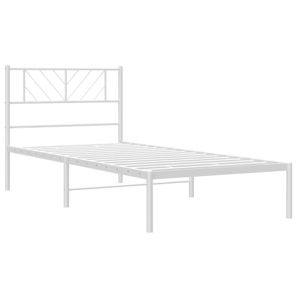 Estructura de cama de metal con cabecero blanco 90x200 cm