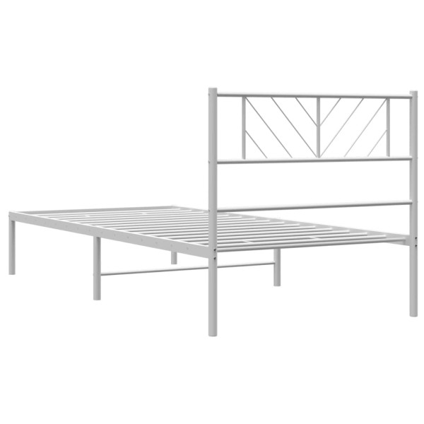 Estructura de cama de metal con cabecero blanco 90x200 cm