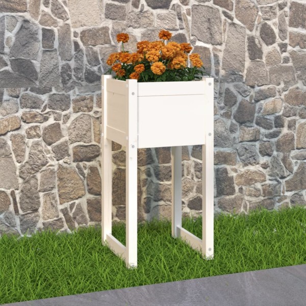 Jardinera madera maciza de pino blanco 40x40x81 cm