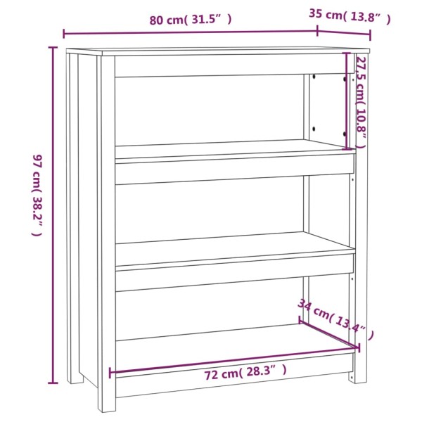 Estantería madera maciza de pino blanca 80x35x97 cm