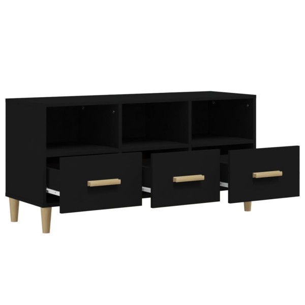 Mueble de TV madera contrachapada negro 102x36x50 cm