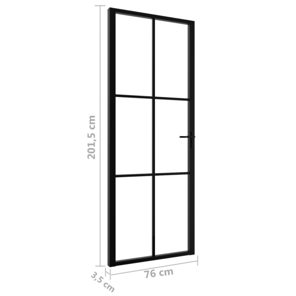 Puerta interior vidrio ESG y aluminio negro 76x201,5 cm