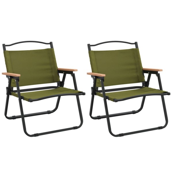 Sillas de camping 2 uds tela Oxford verde 54x43x59 cm