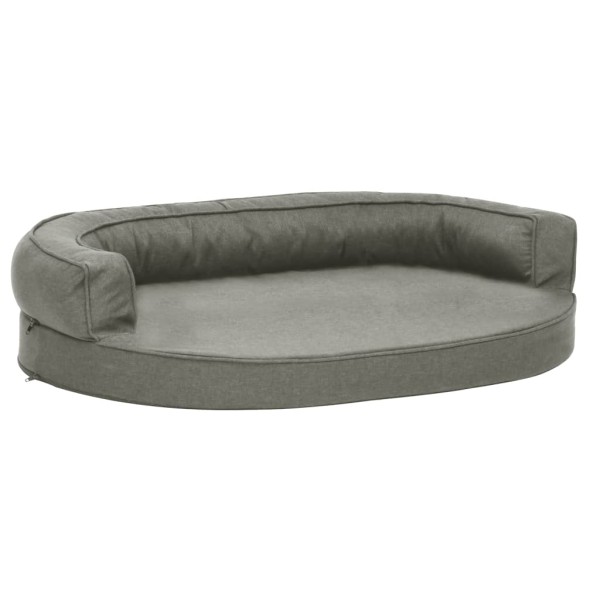 Colchón de cama de perro ergonómico aspecto lino gris 75x53 cm