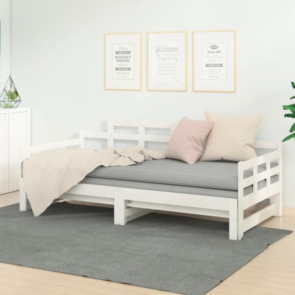 Sofá cama extraíble madera maciza de pino blanco 2x(80x200) cm