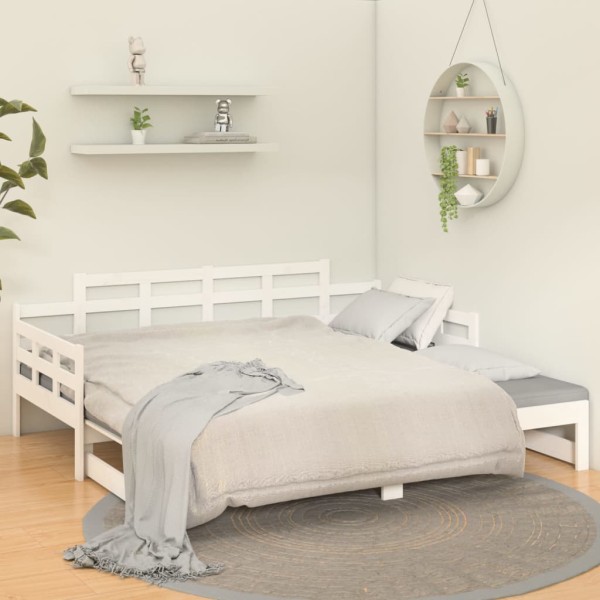 Sofá cama extraíble madera maciza de pino blanco 2x(80x200) cm