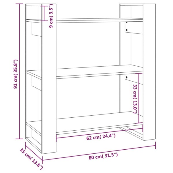 Estantería/divisor de espacios madera pino negro 80x35x91 cm