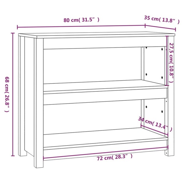 Estantería madera maciza de pino blanca 80x35x68 cm