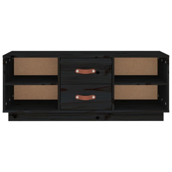 Mueble de TV de madera maciza de pino negro 100x34x40 cm