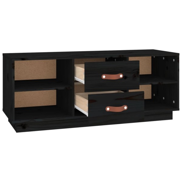 Mueble de TV de madera maciza de pino negro 100x34x40 cm