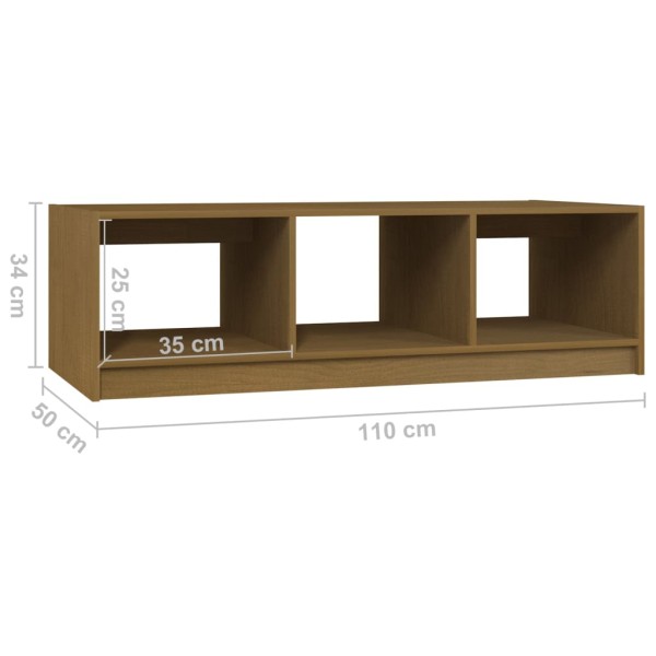 Mesa de centro de madera maciza pino marrón miel 110x50x34 cm