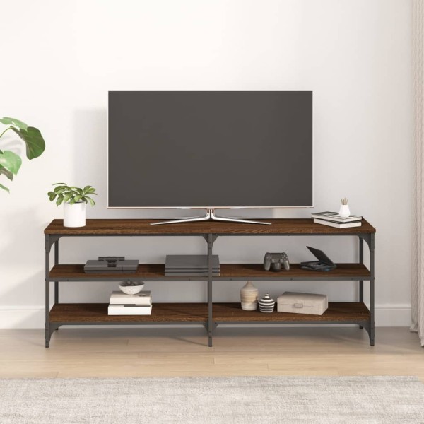 Mueble de TV madera contrachapada marrón roble 140x30x50 cm