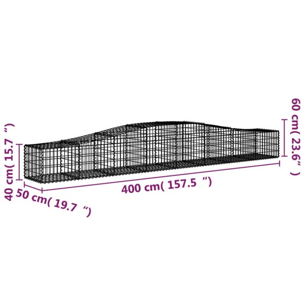 Cesta de gaviones forma arco hierro galvanizado 400x50x40/60 cm