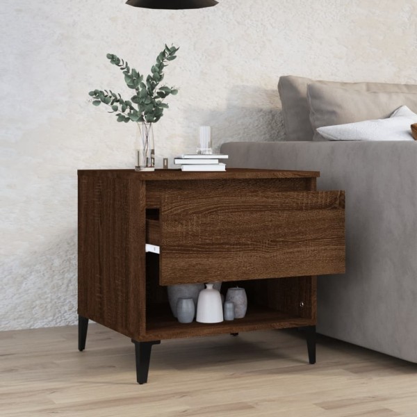 Mesa auxiliar madera contrachapada roble marrón 50x46x50 cm