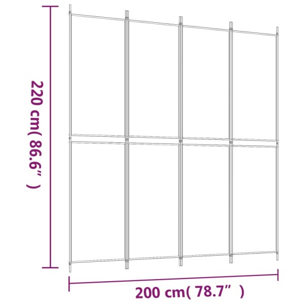 Biombo divisor de 4 paneles de tela gris antracita 200x220 cm