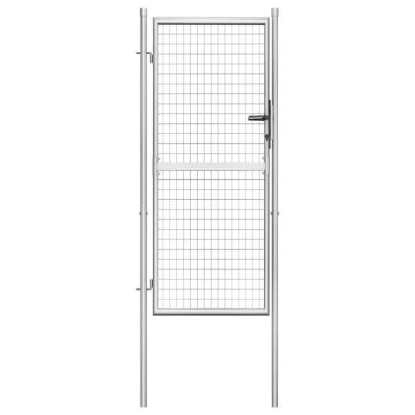 Puerta de jardín de acero galvanizado plateado 105x225 cm