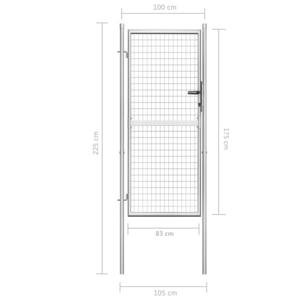 Puerta de jardín de acero galvanizado plateado 105x225 cm