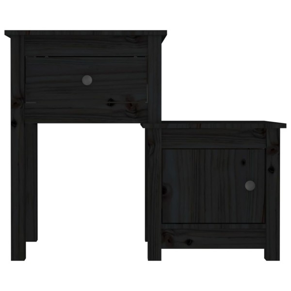 Mesita de noche madera maciza de pino negro 79,5x38x65,5 cm