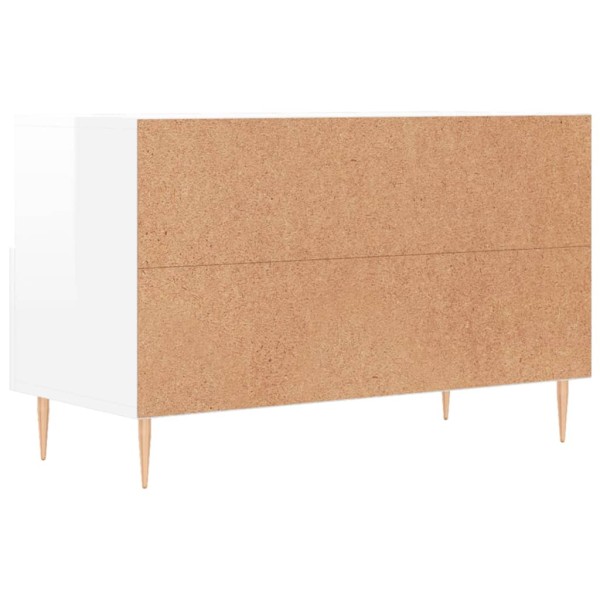 Mueble de TV madera contrachapada blanco brillo 80x36x50 cm