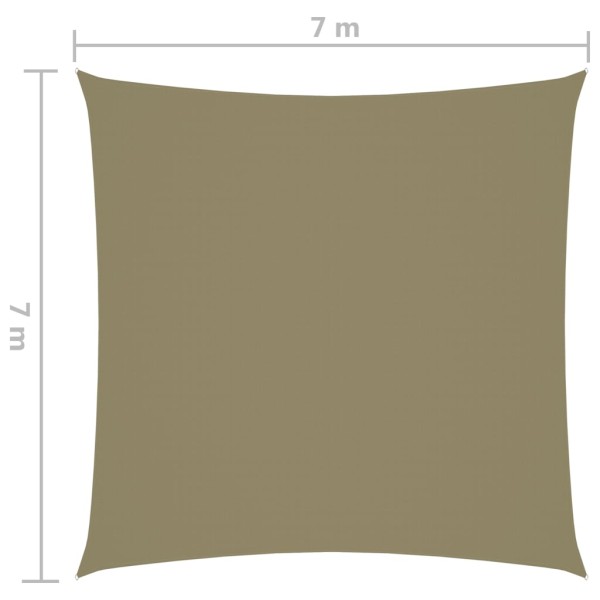 Toldo de vela cuadrado tela Oxford beige 7x7 m