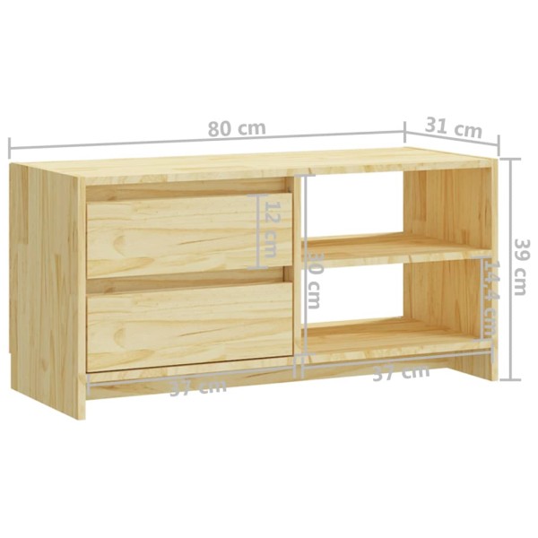 Mueble de TV madera maciza de pino 80x31x39 cm