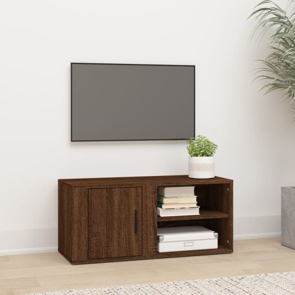 Mueble para TV madera contrachapada roble marrón 80x31,5x36 cm