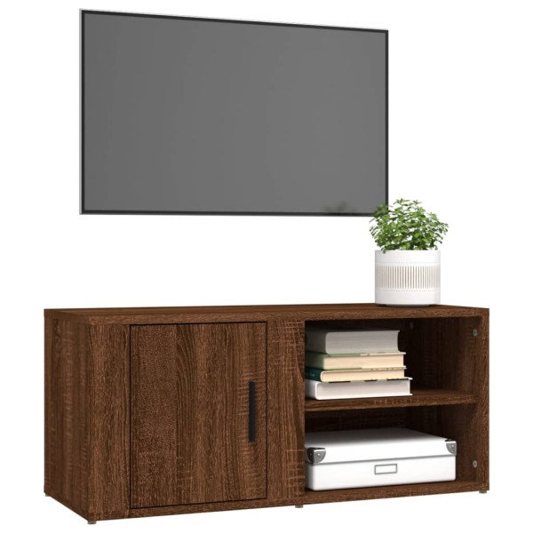 Mueble para TV madera contrachapada roble marrón 80x31,5x36 cm