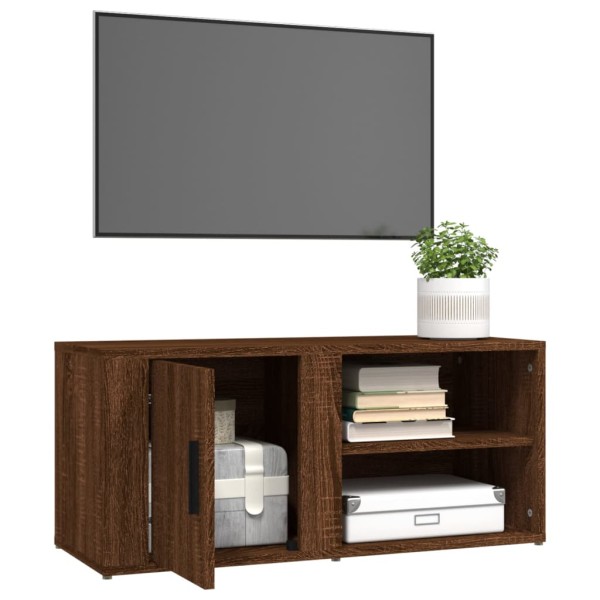 Mueble para TV madera contrachapada roble marrón 80x31,5x36 cm