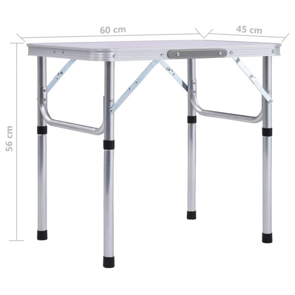 Mesa de camping plegable aluminio blanco 60x45 cm