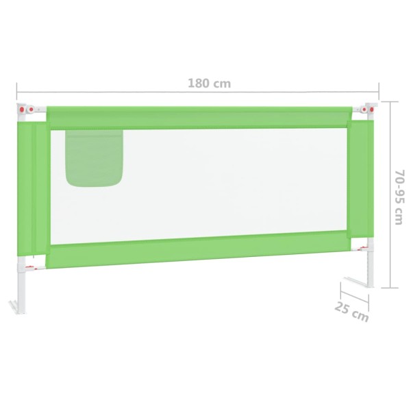 Barandilla de seguridad cama de niño verde tela 180x25 cm