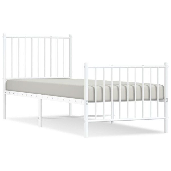 Estructura cama metal con cabecero y pie cama blanca 75x190 cm