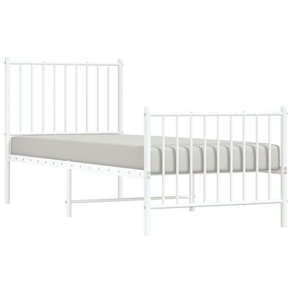 Estructura cama metal con cabecero y pie cama blanca 75x190 cm