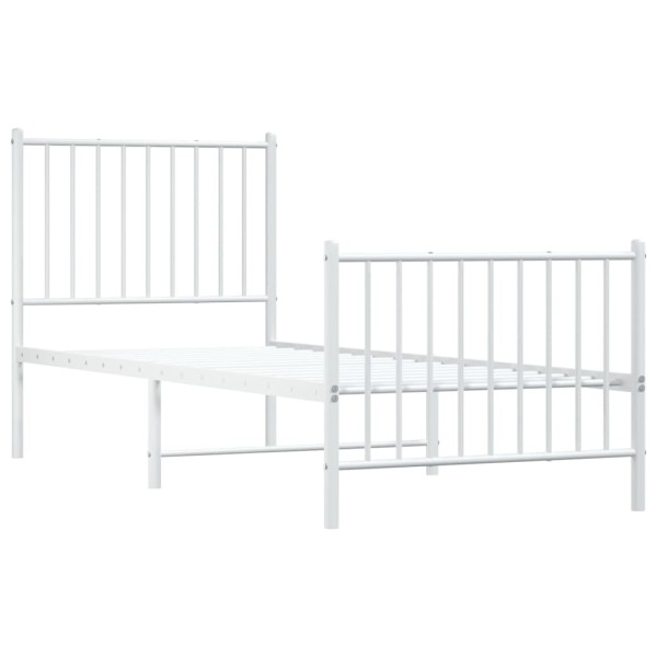 Estructura cama metal con cabecero y pie cama blanca 75x190 cm