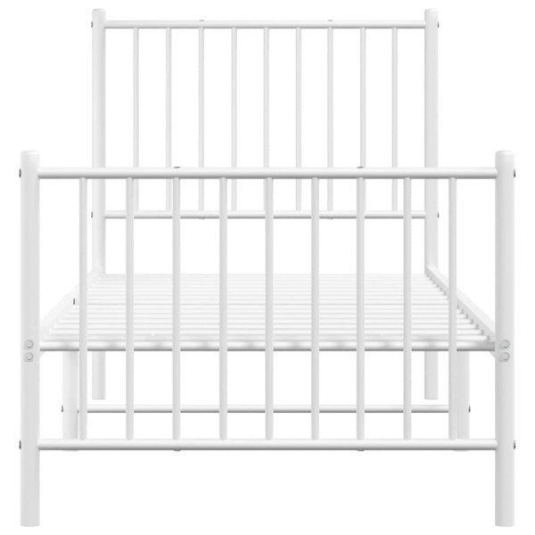 Estructura cama metal con cabecero y pie cama blanca 75x190 cm