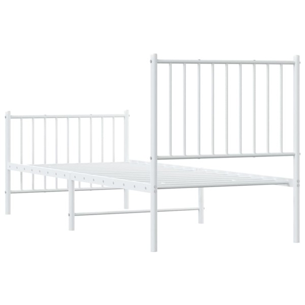 Estructura cama metal con cabecero y pie cama blanca 75x190 cm