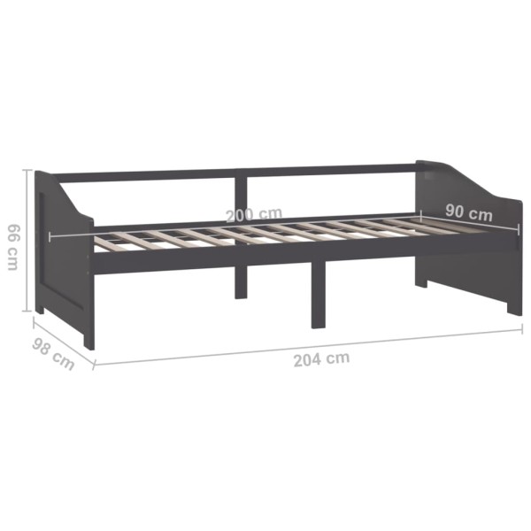 Sofá cama 3 plazas madera maciza pino gris oscuro 90x200 cm