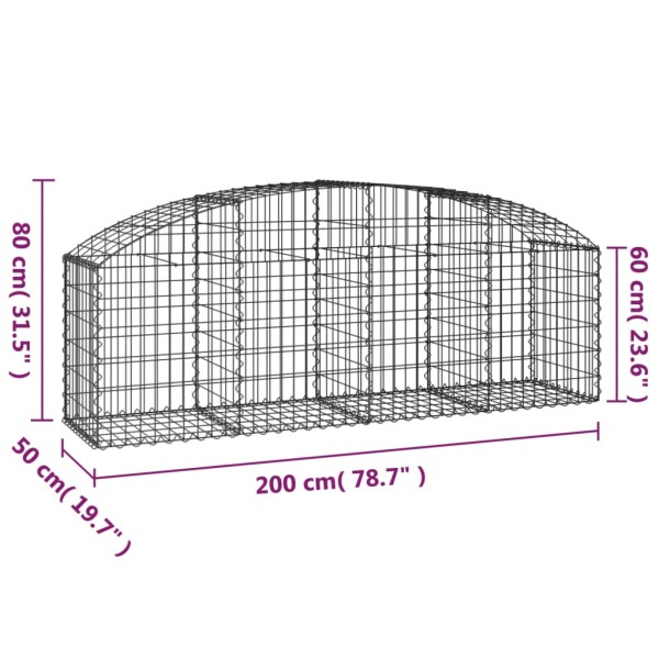 Cesta de gaviones forma arco hierro galvanizado 200x50x60/80 cm