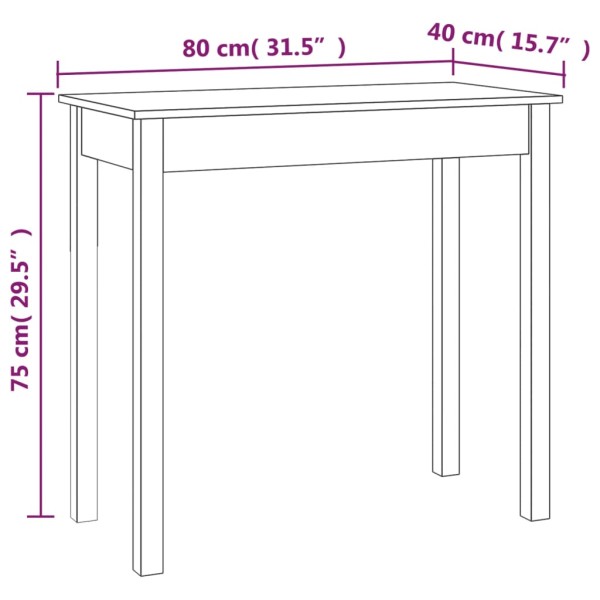 Mesa consola de madera maciza de pino negro 80x40x75 cm