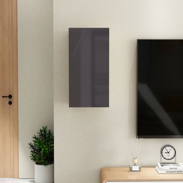 Mueble de TV madera contrachapada gris brillante 30,5x30x60cm