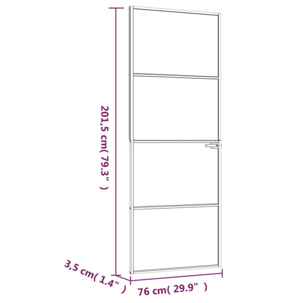 Puerta de interior vidrio templado y aluminio negro 76x201,5 cm